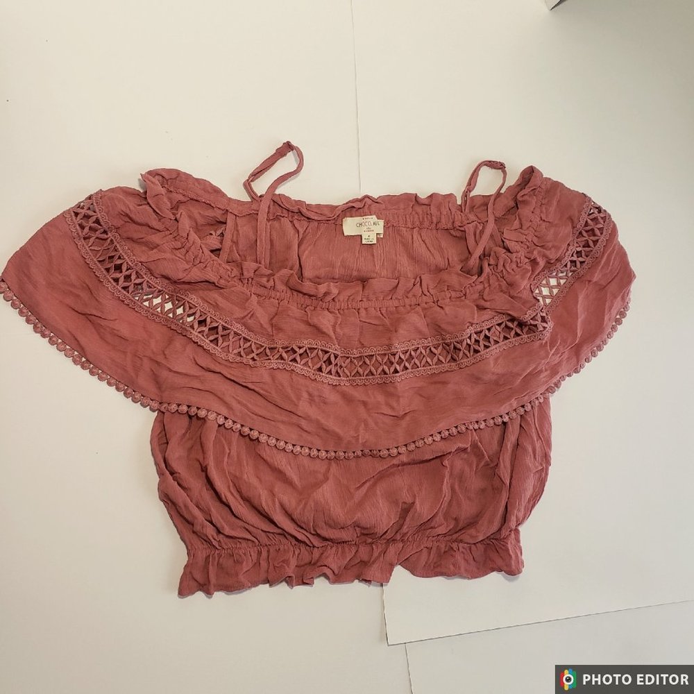 Top, Heart Hips, Pink, below the shoulder, to waist crop top, size Medium